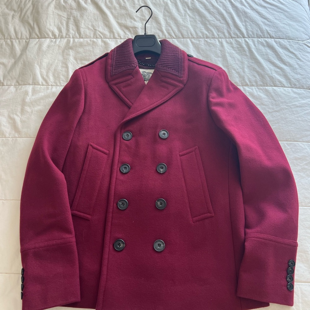 Burberry Men's Deep Red Peacoat